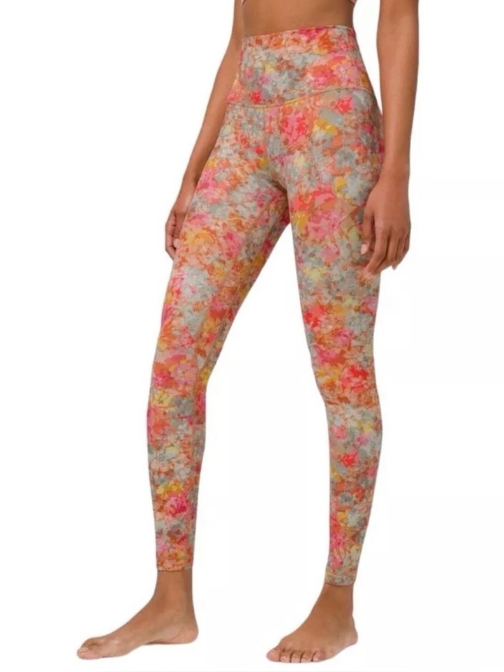 Lululemon Align High Rise Watercolor Floral Multicolor Leggings Pink Size 4